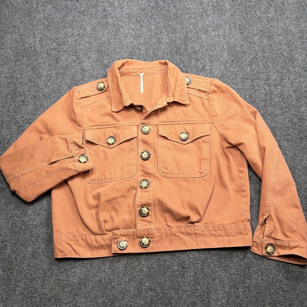 Free People Jacket Womensβ Medium Terracotta Orange Slouchy Eisenhower Trucker